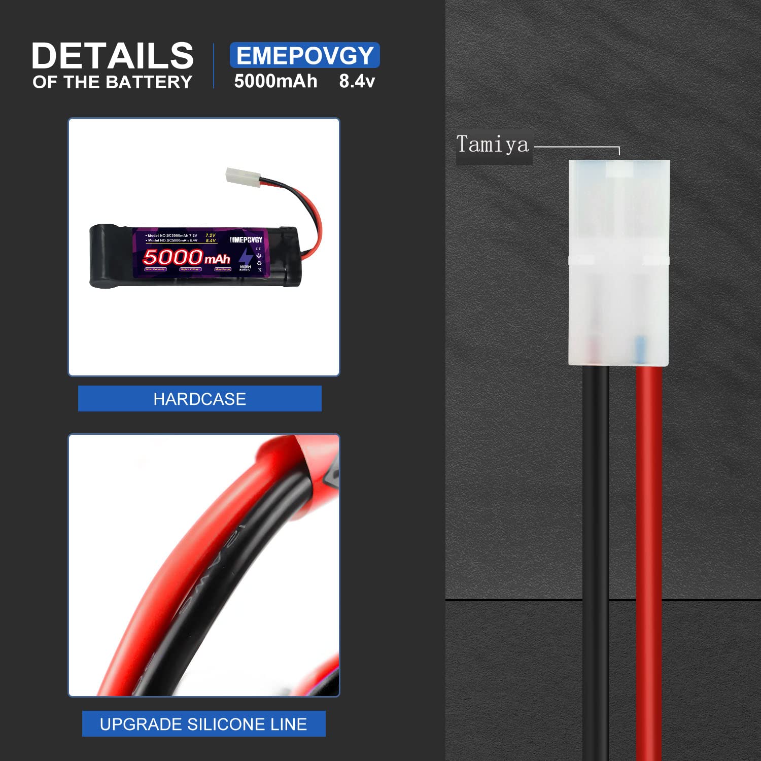 タミヤバッテリーＲＣ Amazon.co.jp: 大容量 5000mAh 8.4V Ni-mh ニッケル水素